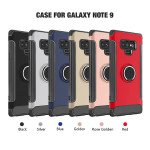 Wholesale Galaxy Note 9 360 Rotating Ring Stand Hybrid Case with Metal Plate (Silver)